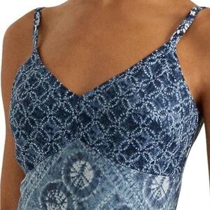 NWT Lauren‎ Ralph Lauren Blue Patchwork-Print Linen Sleeveless Dress Size 14